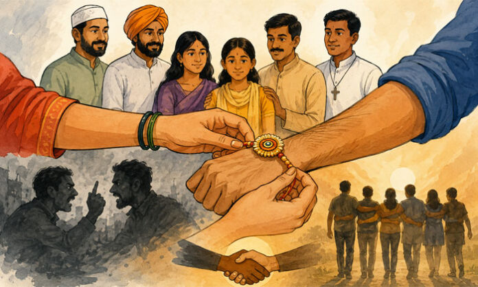 Raksha Bandhan message promoting women safety, respect, unity and brotherhood
