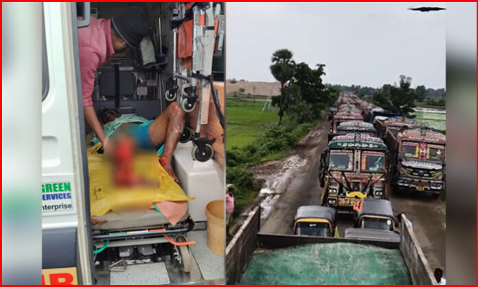 Sand and coal lorries causing severe traffic congestion on roads between Mulugu and Bhadradri districts