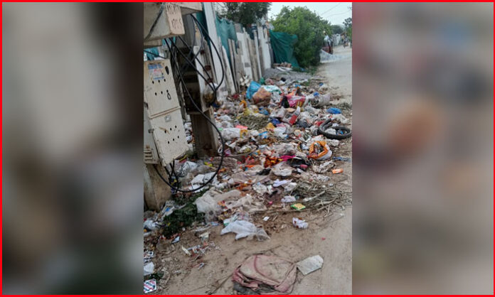 Garbage piles up in Sukkamma Basti and Sukkamma Kunta areas of Jawaharnagar during Bonalu celebrations