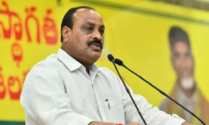 Andhra Pradesh Agriculture Minister Kinjarapu Atchannaidu announces details of the proposed BC Protection Act during a press conference.