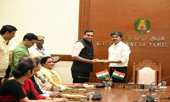 Bhuvanagiri MP Chamala Kiran Kumar Reddy meeting Tamil Nadu CM Vijay in Chennai