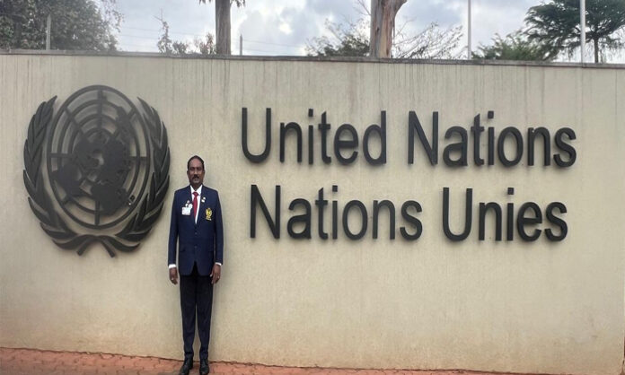 Dr. Maroju Brahmachari representing India at an international conference in Nairobi