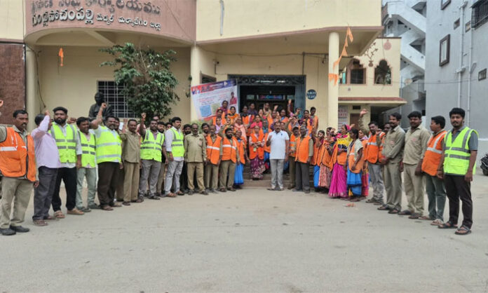 Sanitation workers stage protest at Gundlapochampally division office