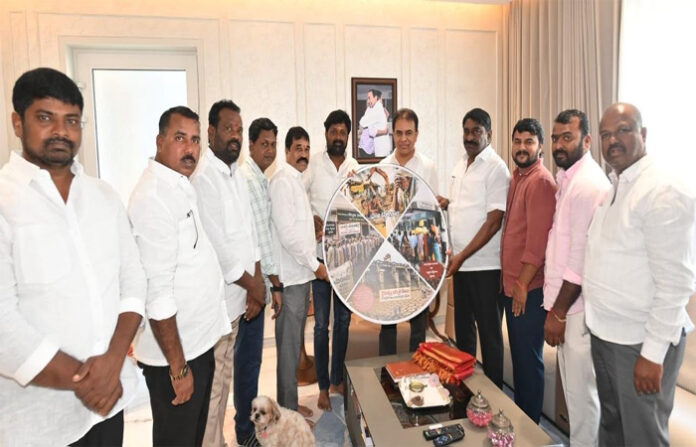 KTR unveiling a new song produced by Goli Srinivas Reddy in Hyderabad
