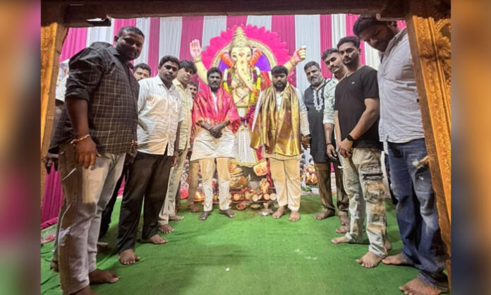 Mettu Sai Kumar offers special prayers to Lord Ganesha at Shantinagar Colony in Jambagh