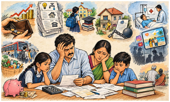 Middle Class Family | అలసిపోతున్న మధ్యతరగతి కుటుంబం.. 1 Middle Class Family Financial Struggles and Rising Living Costs