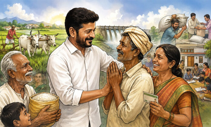 Public welfare initiatives supporting farmers and poor families through bonus and rice cards