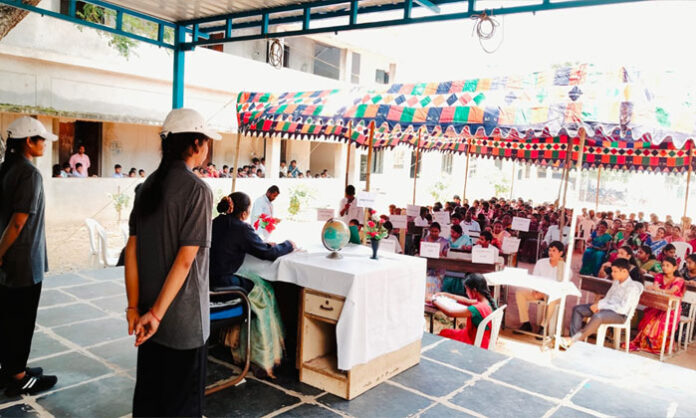 ZP High School students participate in a mock Children's Parliament organized by COFED