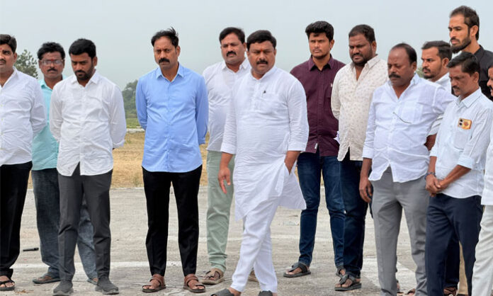 BJP Nirmal MLA Eleti Maheshwar Reddy inspects preparations for the Maha Padayatra scheduled for November 3 in Nirmal.