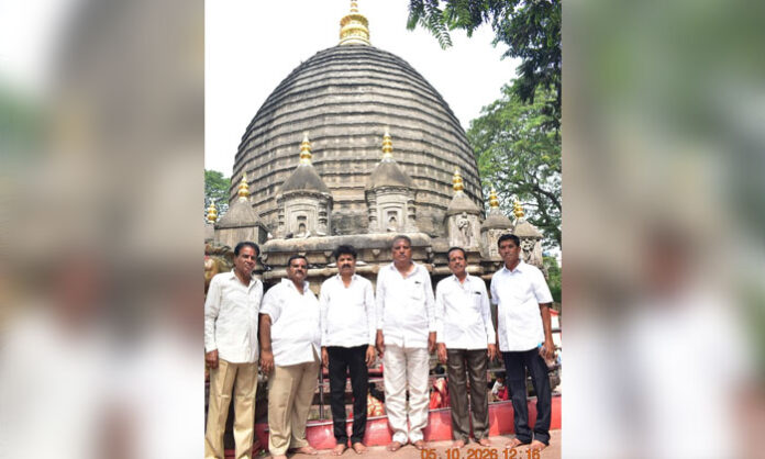 BRS state leader Shivraj Patil and party leaders perform special prayers at Sri Kamakhya Devi Temple in Assam