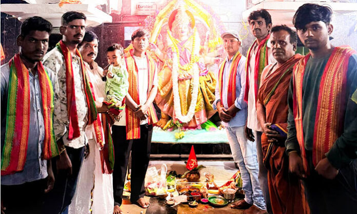 Devotees offer special prayers to Goddess Durga during Devi Navaratri at Chennakesava Swamy Temple in Kadthal.