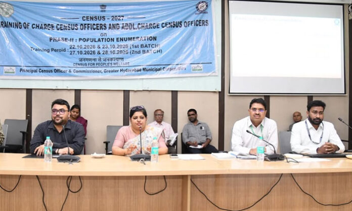 GHMC officials attend Census 2027 training on population enumeration, digital data collection, and census procedures for circles 31 to 60 in Hyderabad.