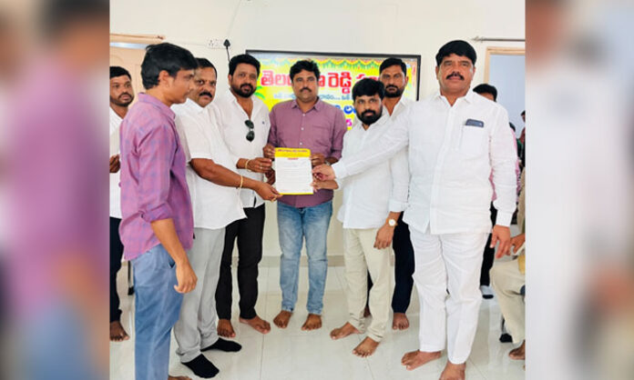 Gayam Saidireddy receives appointment letter as State Youth Vice President of Telangana Reddy Sangham at Champapet headquarters