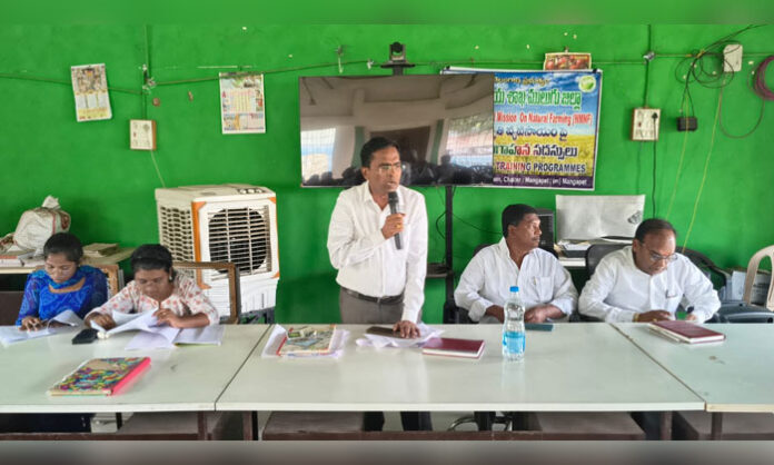 Mangapet mandal general body meeting attended by a limited number of departmental officials at Rythu Vedika.