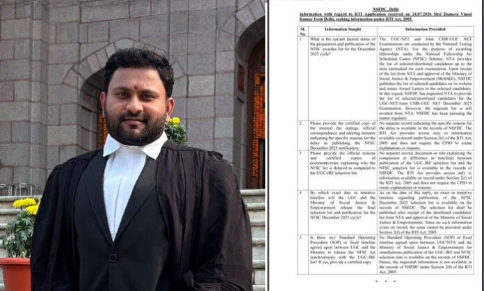 Advocate Vinod Hindustani raises concerns over delays in NFSC fellowship disbursement