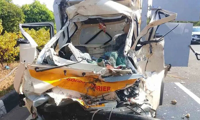 A fatal collision between an Ashok Leyland vehicle and a water tanker on the Outer Ring Road near Kollur claimed the lives of a driver and a GHMC employee.