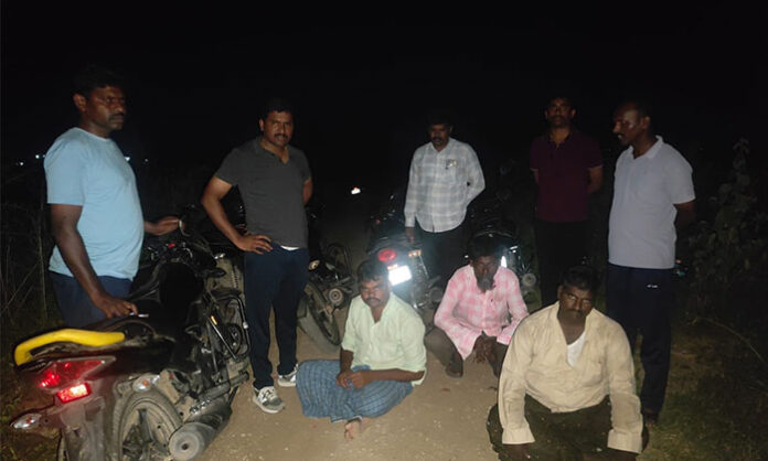 Police raid a suspected gambling den near Raghunathapalem village in Mathampally Mandal and arrest nine people.