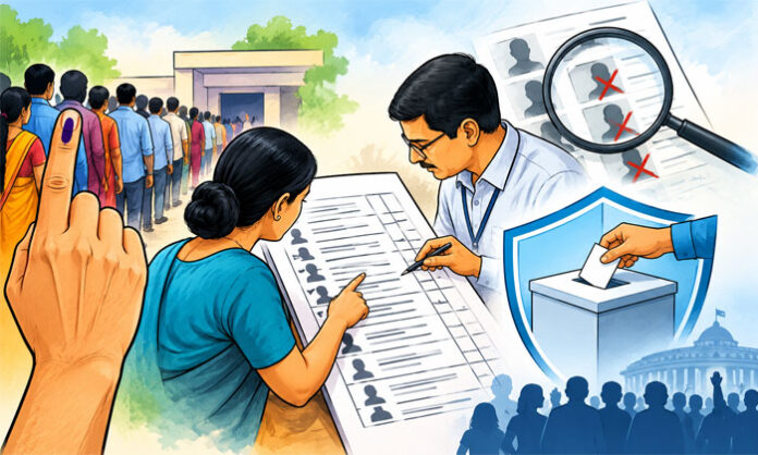 Citizens verify voter details during the Special Intensive Revision process