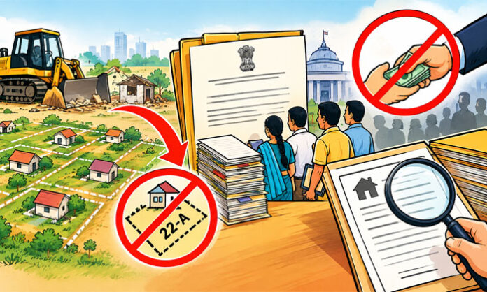 Telangana government directs officials to resolve pending GO 59 regularization applications for plots up to 500 square yards within one month.