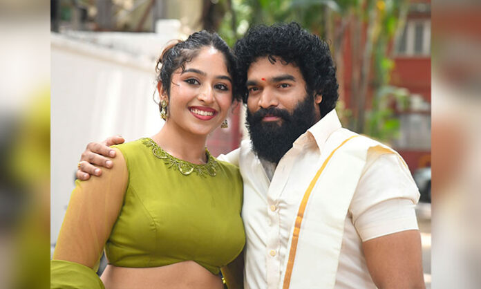 MLA Naveen Yadav launches the Dussehra poster of Tholisari Mimmalni Choosindi Modalu, starring Bhargav and Aariya Menon.