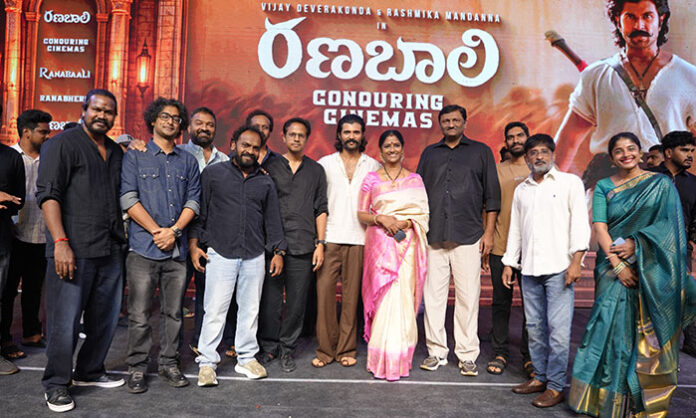 Vijay Deverakonda addresses audiences at the Ranabaali Ranabheri success event in Anantapur.