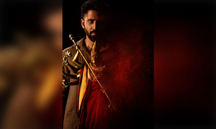 Naga Chaitanya appears with a divine goddess idol in the Dussehra special poster of Vrushakarma.